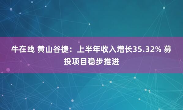 牛在线 黄山谷捷：上半年收入增长35.32% 募投项目稳步推进