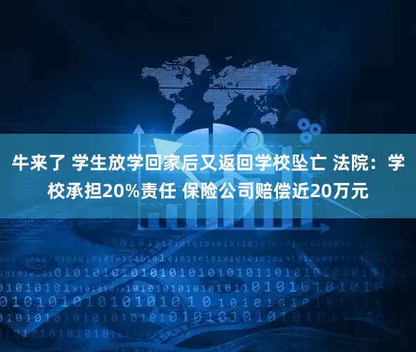 牛来了 学生放学回家后又返回学校坠亡 法院：学校承担20%责任 保险公司赔偿近20万元